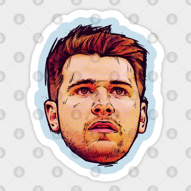 Luka Doncic Comic Head Sticker by Basic Lee
